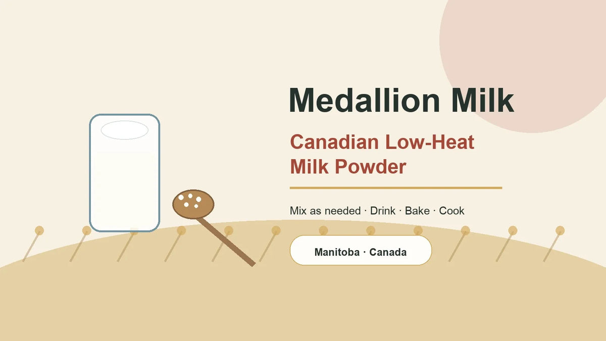Medallion Canadian low-heat milk powder editorial illustration