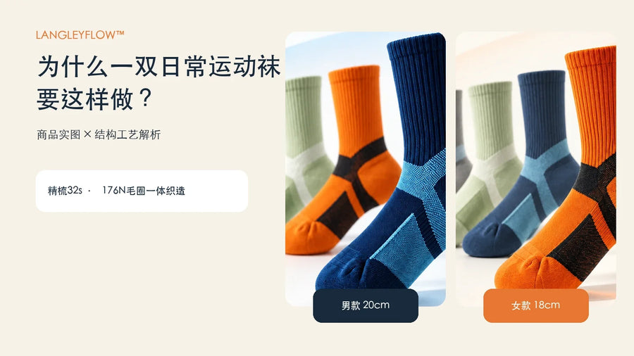 LANGLEYFLOW男女款日常运动袜商品图加工版