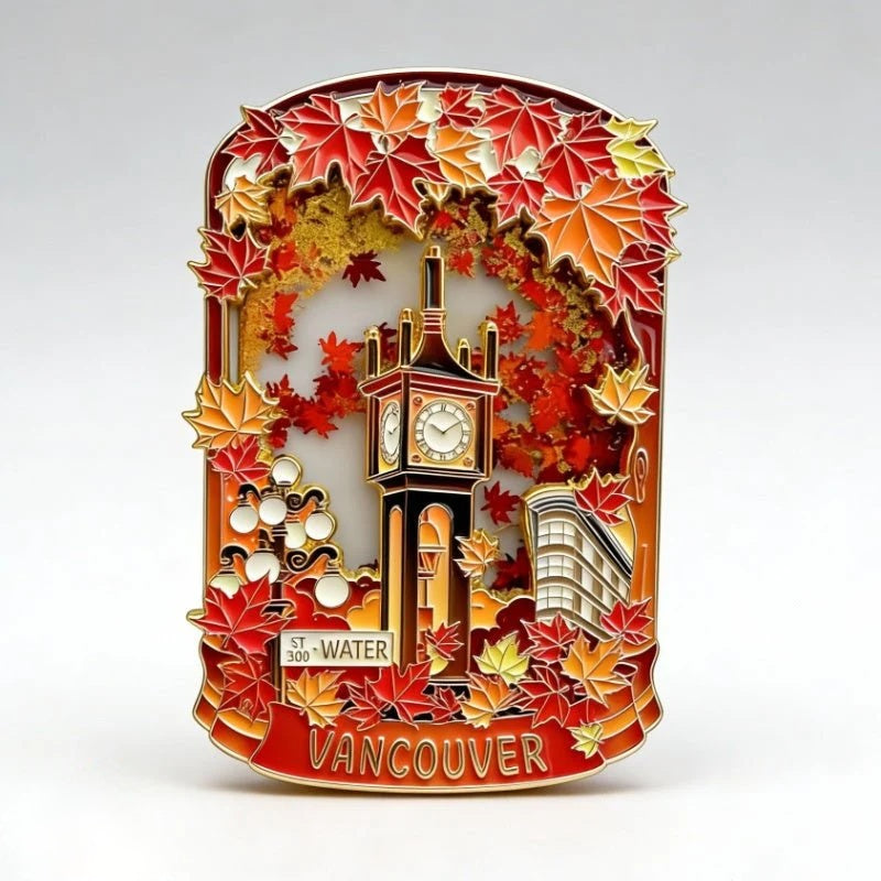 Maple-Flow Steam Clock Magnet inspired by Vancouver's Gastown landmark