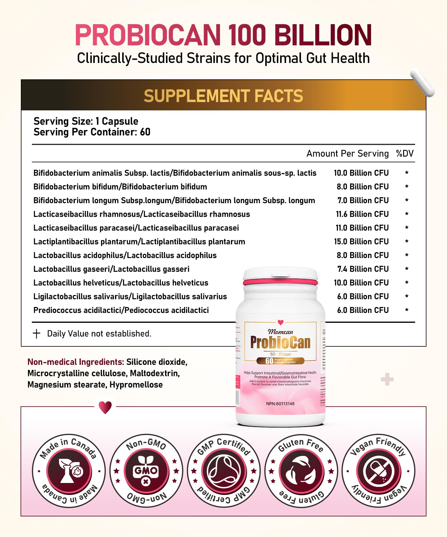 Probiotics 50B CFU | 11 Strains | Gut & Immune Support