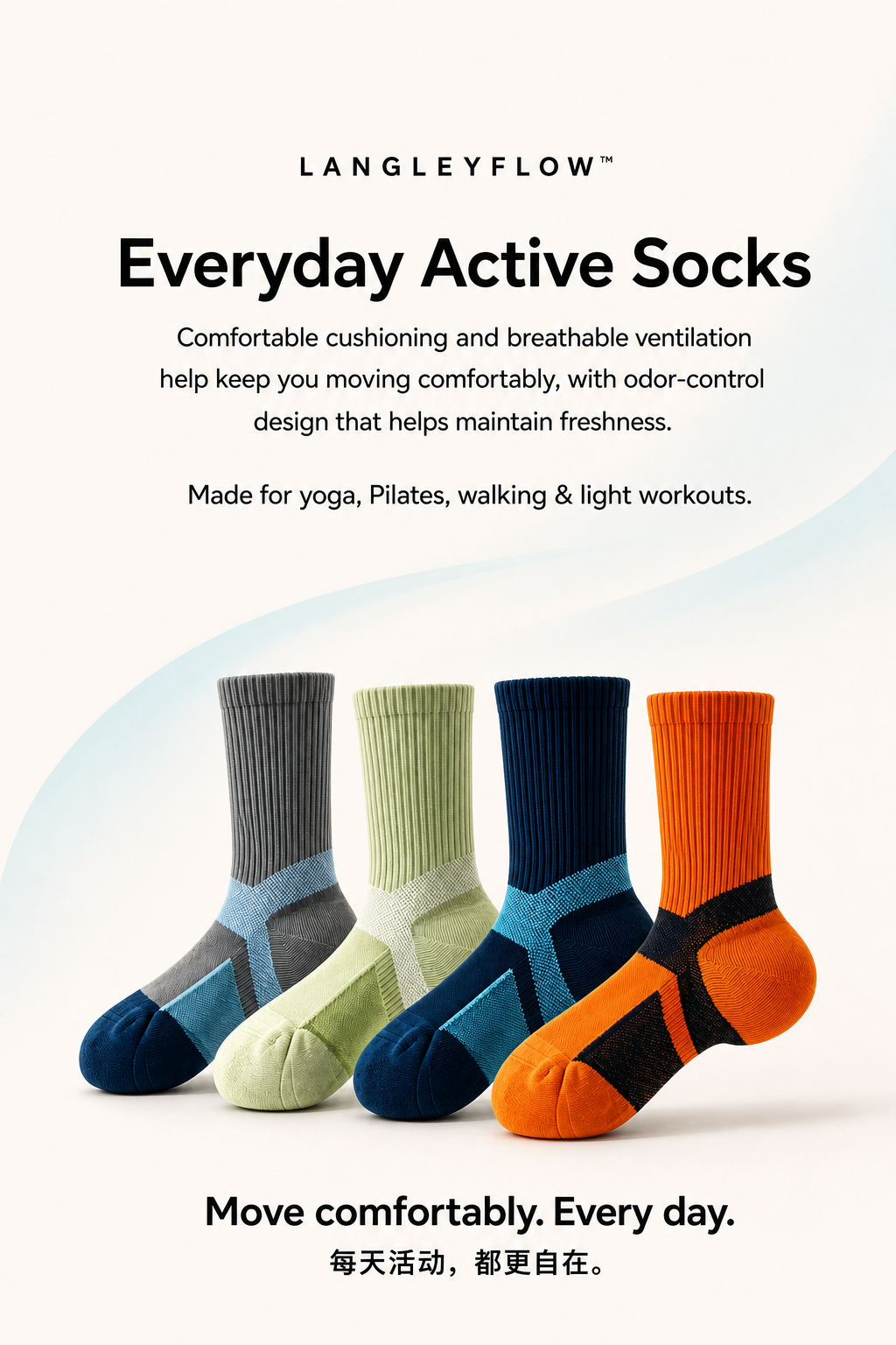 Langley Flow™ Women's Everyday Active Socks – 10-Pair Pack