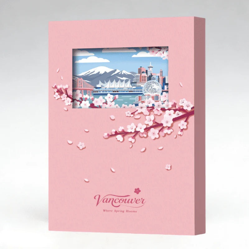 Vancouver Sakura Whisper · 3D Paper-Cut Notebook (Pink)