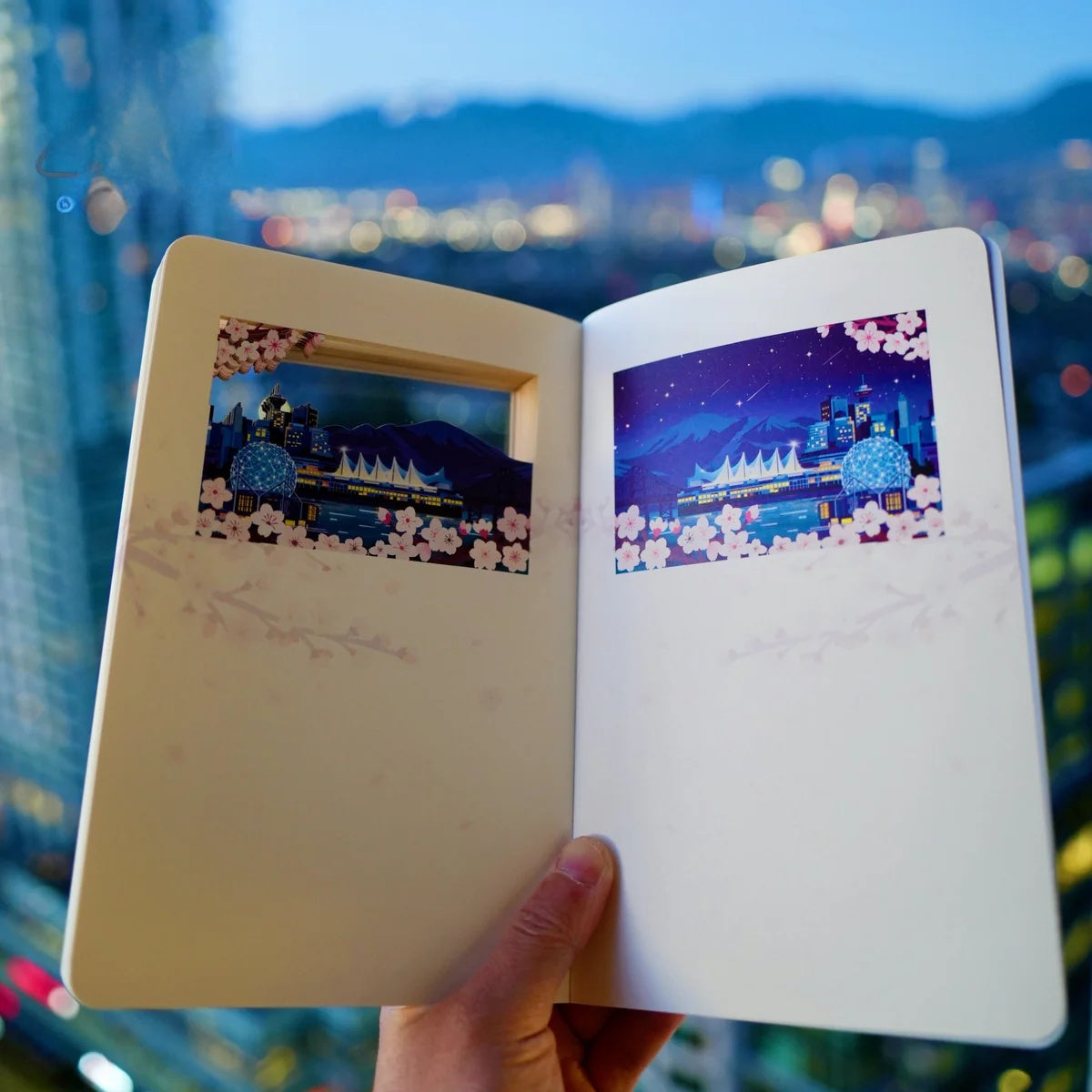 Vancouver Sakura Whisper · 3D Paper-Cut Notebook (Blue)
