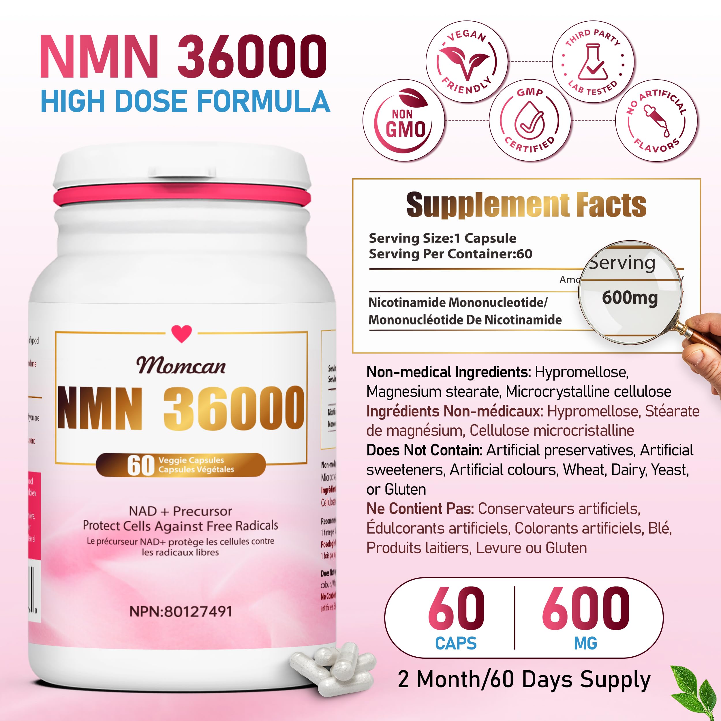 NMN 36000 Diamond | 600 mg | Cellular Energy & Healthy Aging