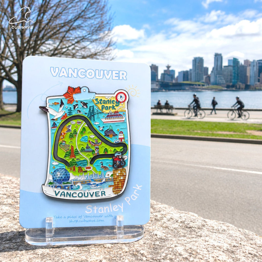 Stanley Park Cyclist Sliding Map Magnet — image 2