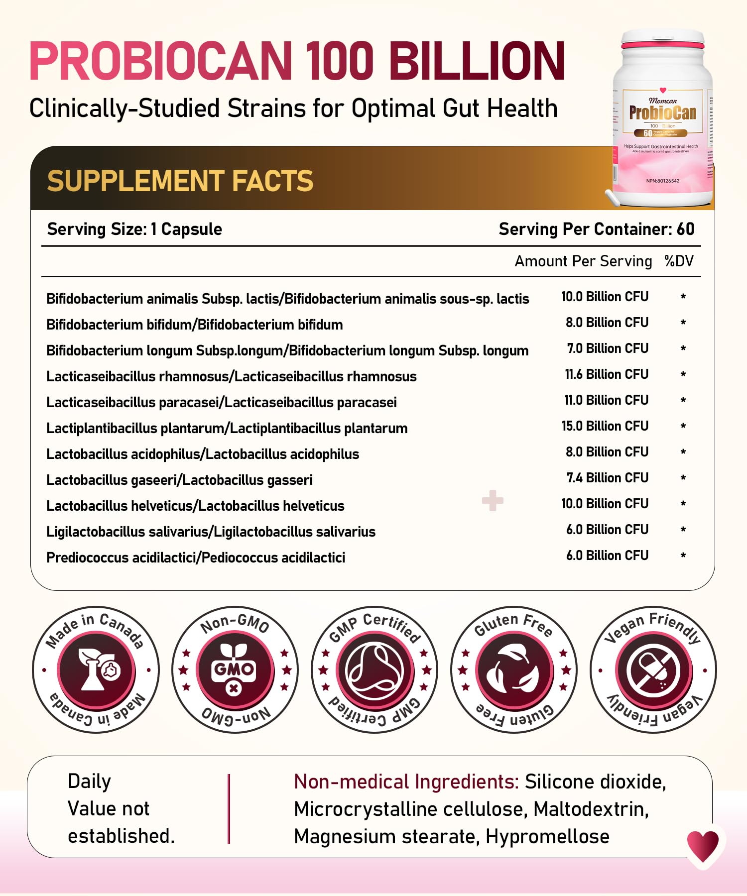 Probiotics 100B CFU | 11 Strains | Gut & Immune Support