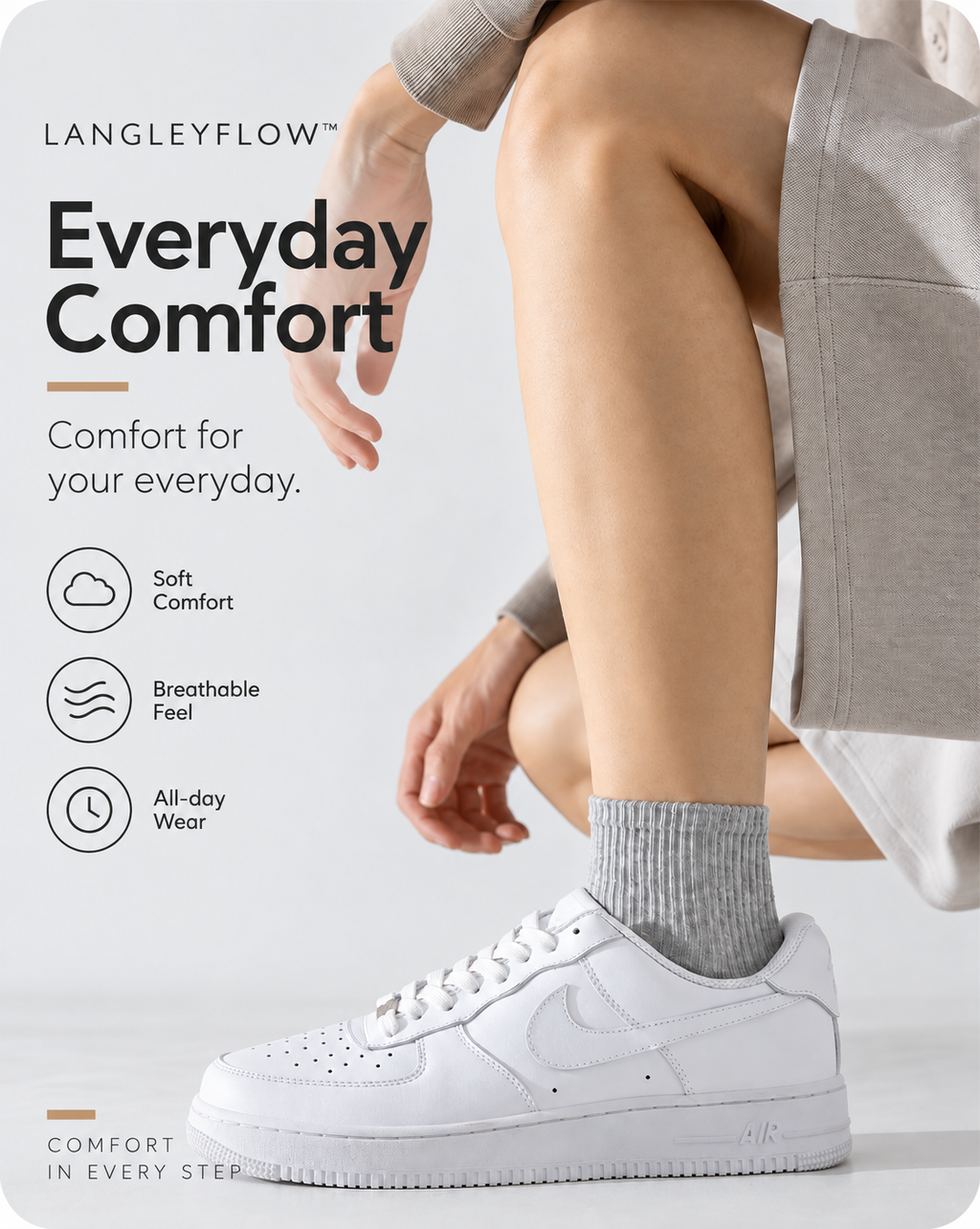 Langley Flow™ Everyday Comfort Socks – 100-Pair Pack