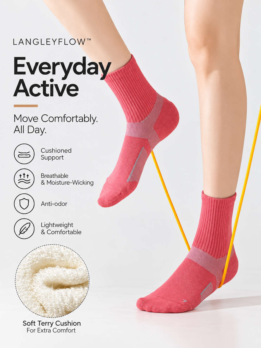 Langley Flow™ Women's Everyday Active Socks – 10-Pair Pack