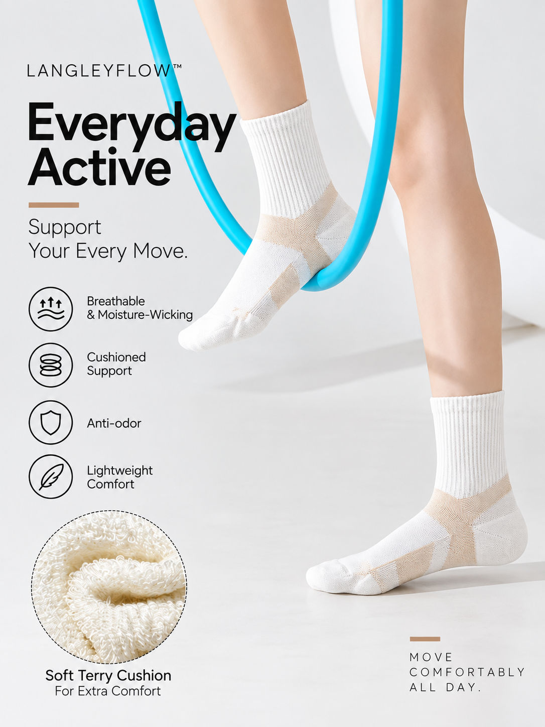 Langley Flow™ Women's Everyday Active Socks – 10-Pair Pack