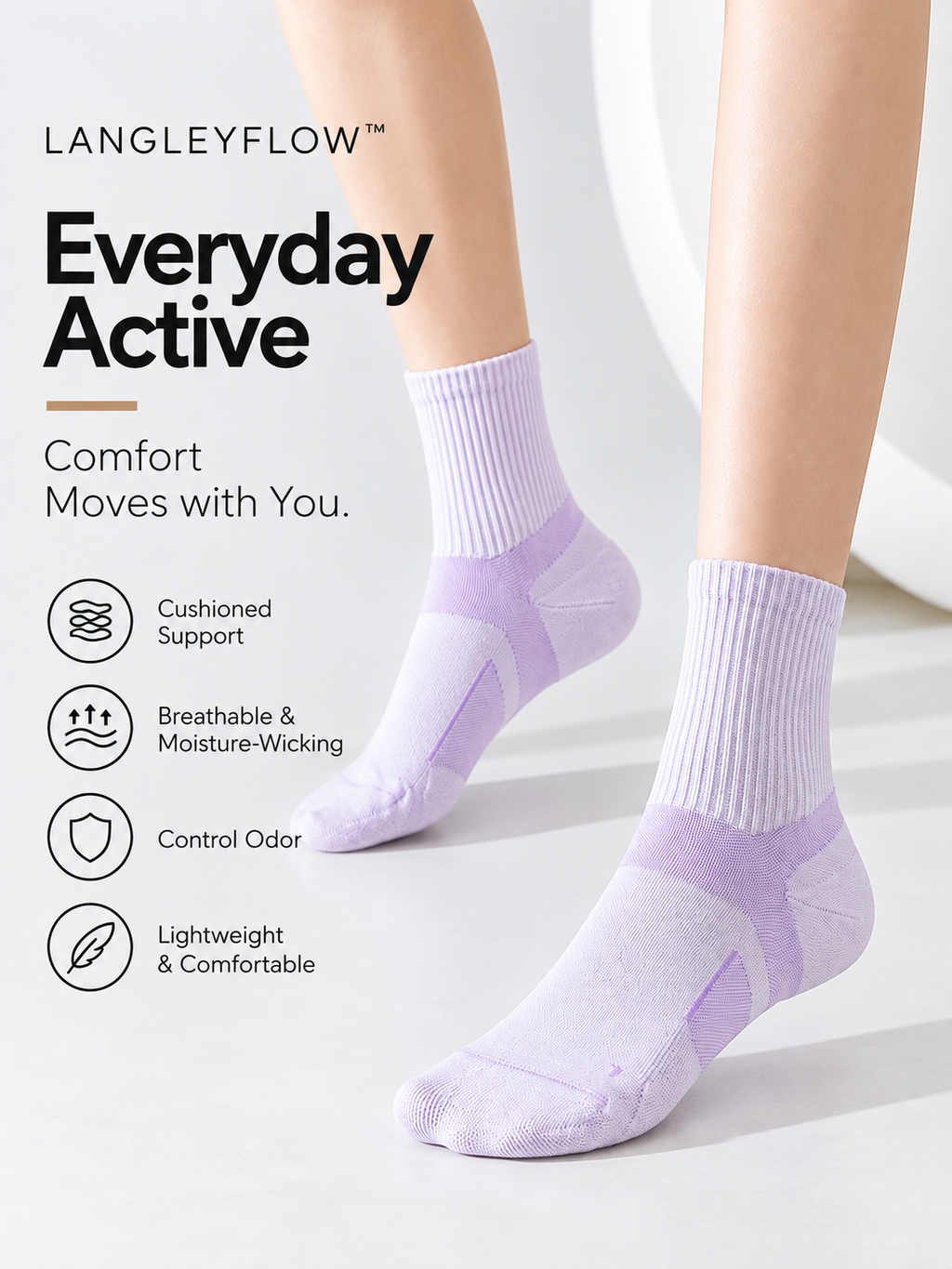 Langley Flow™ Women's Everyday Active Socks – 10-Pair Pack