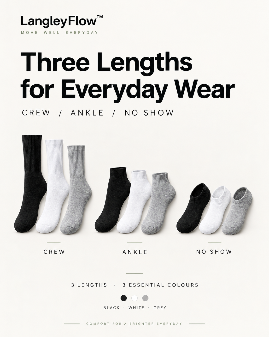 Langley Flow™ Everyday Comfort Socks – 50-Pair Pack