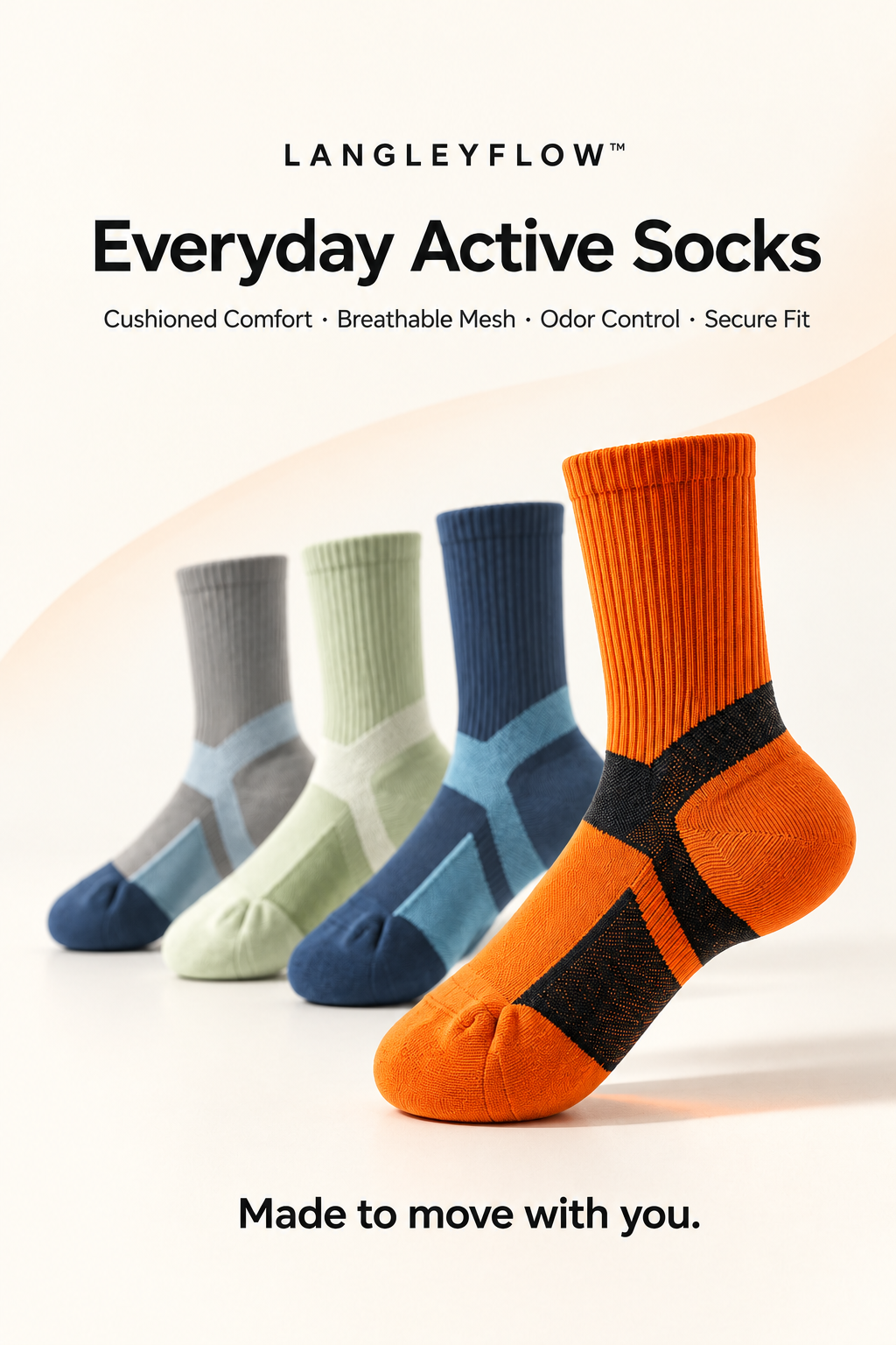 LANGLEYFLOW™ Women’s Everyday Active Socks – 3-Pair Pack