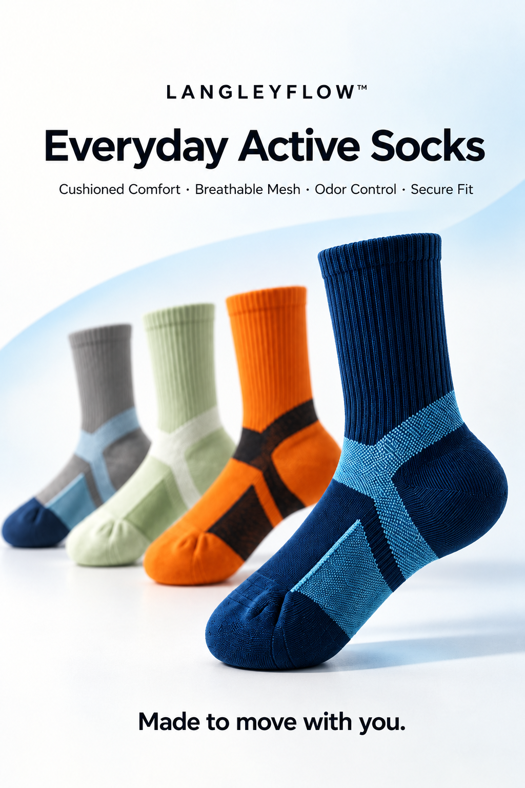 LANGLEYFLOW™ Men’s Everyday Active Socks – 3-Pair Pack