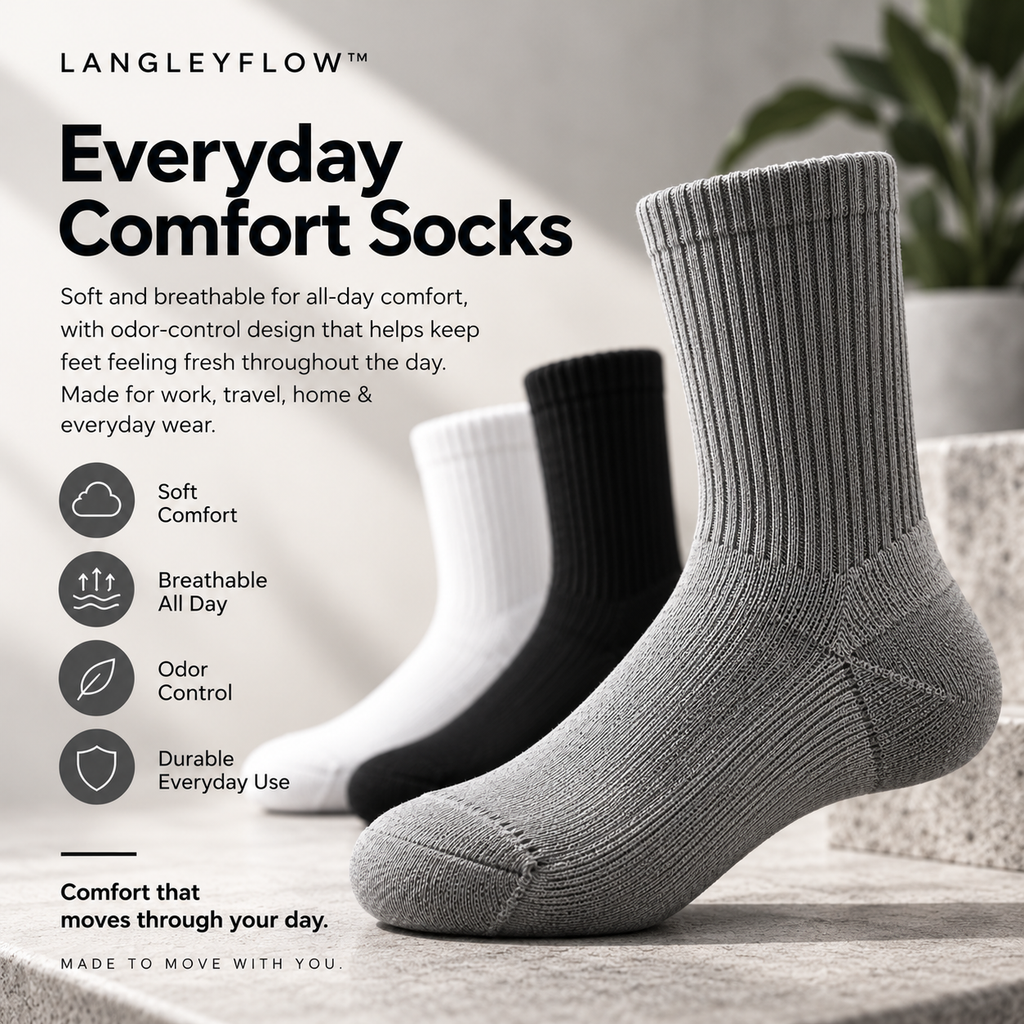 Langley Flow™ Everyday Comfort Socks – 100-Pair Pack