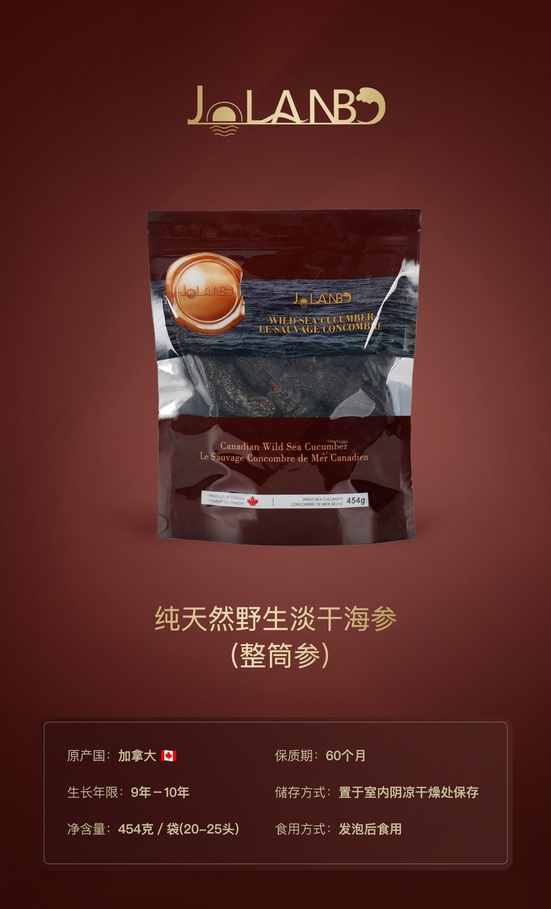 Canadian Northern Atlantic Wild Sea Cucumber Golden Label