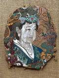 Guardian of Serenity Dunhuang-inspired contemporary artwork with serene figure and weathered mural texture