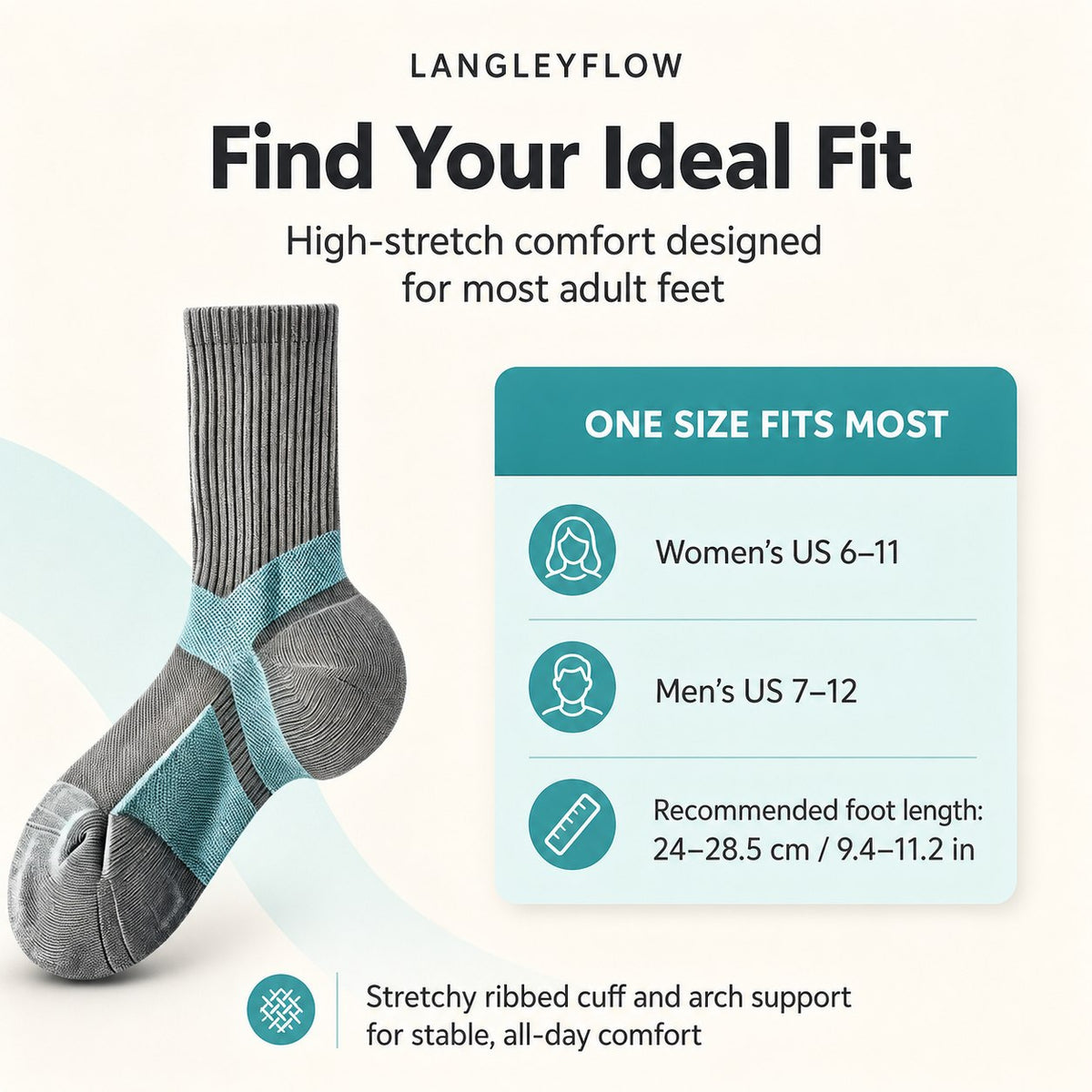 Langley Flow™ Women's Everyday Active Socks – 10-Pair Pack